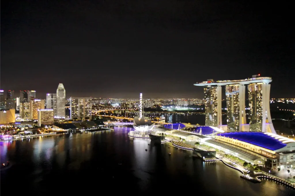 Night view from one bedroom bayview suite