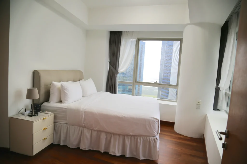 Bedroom interior in serviced apartment