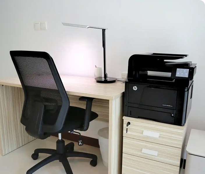 work desk and printer aurealis