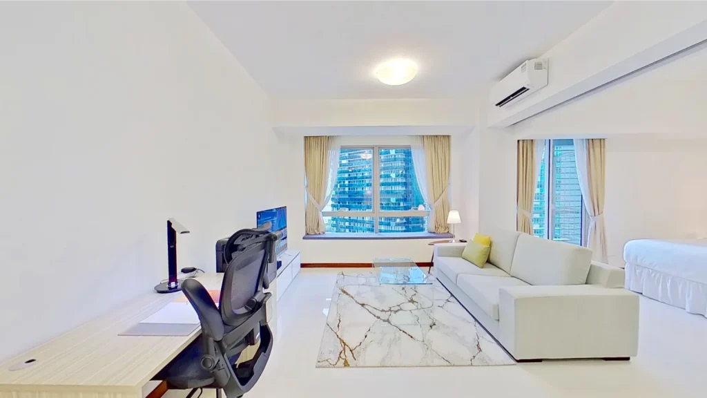 Modern serviced apartment living space in Singapore