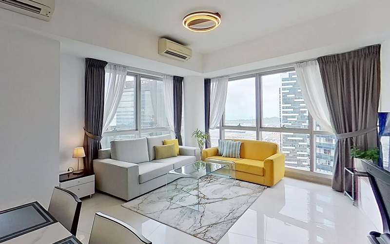 View of a 3-bedroom suite living room of Aurealis Residences.